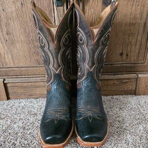 HYER Riley Black Shrunken Calf Cowboy Boot Size 11D